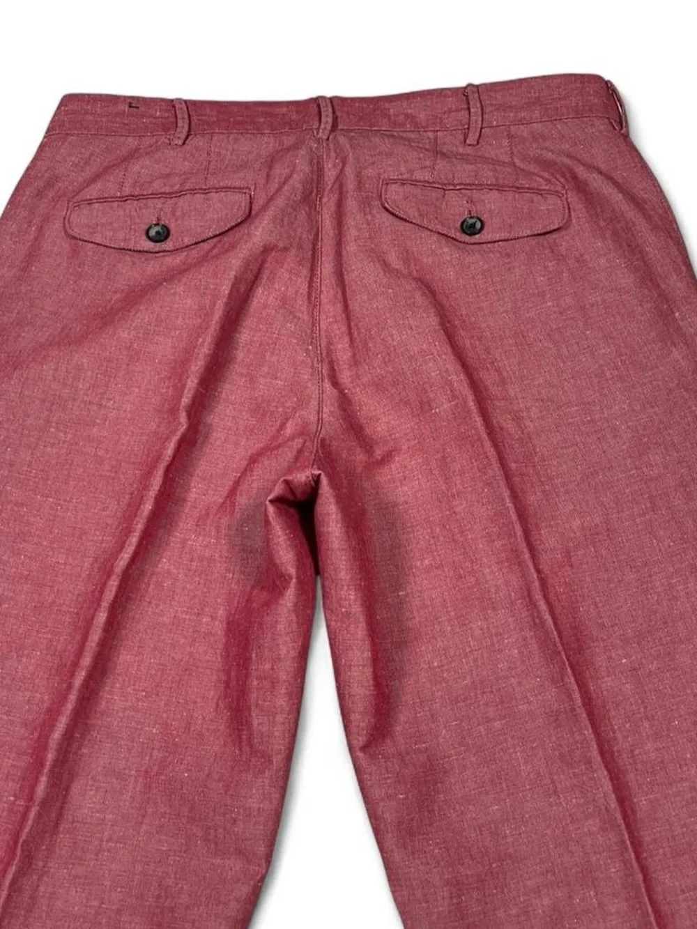 NWOT Gutteridge Rosso Slim Fit Slack Chino Red Linen Blend Pleated Pants W34 L32